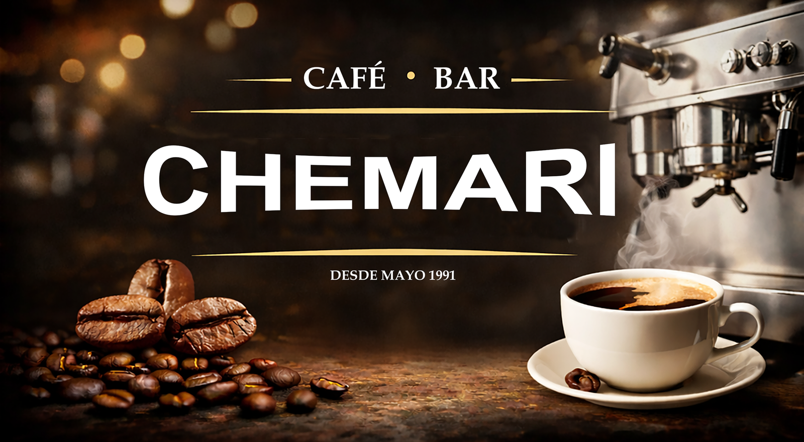 Cartel de la cafetería Bar Chemari